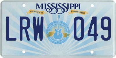 MS license plate LRW049