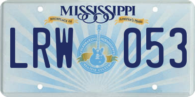 MS license plate LRW053