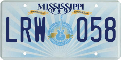 MS license plate LRW058