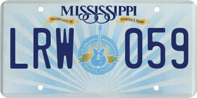 MS license plate LRW059