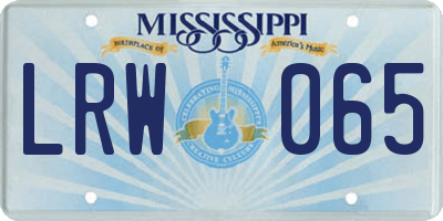 MS license plate LRW065