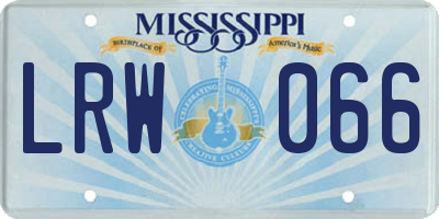 MS license plate LRW066