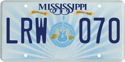 MS license plate LRW070
