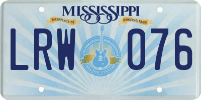 MS license plate LRW076