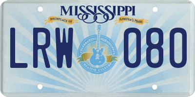 MS license plate LRW080