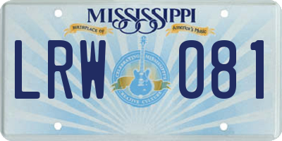 MS license plate LRW081