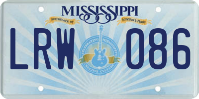 MS license plate LRW086