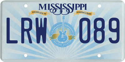 MS license plate LRW089