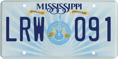 MS license plate LRW091