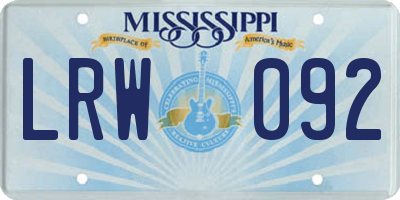 MS license plate LRW092