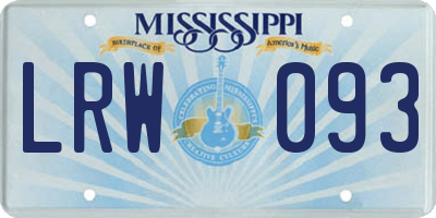 MS license plate LRW093