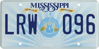 MS license plate LRW096