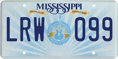MS license plate LRW099