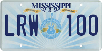 MS license plate LRW100