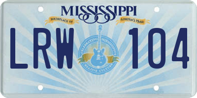 MS license plate LRW104
