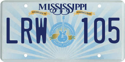 MS license plate LRW105