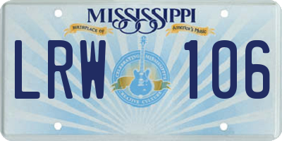 MS license plate LRW106