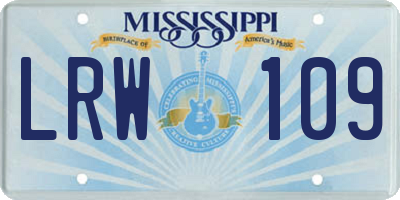 MS license plate LRW109