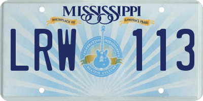 MS license plate LRW113