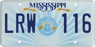 MS license plate LRW116