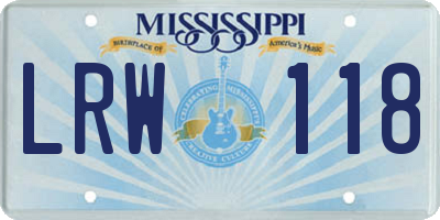 MS license plate LRW118