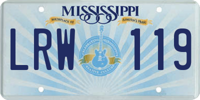MS license plate LRW119