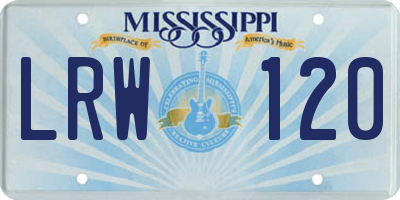 MS license plate LRW120