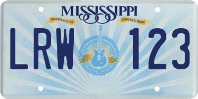 MS license plate LRW123