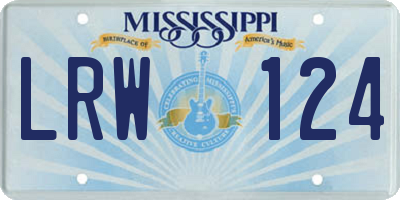 MS license plate LRW124