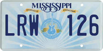 MS license plate LRW126