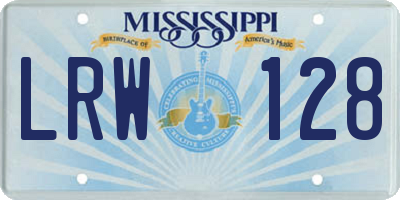 MS license plate LRW128