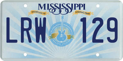 MS license plate LRW129