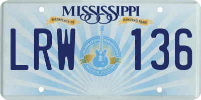 MS license plate LRW136