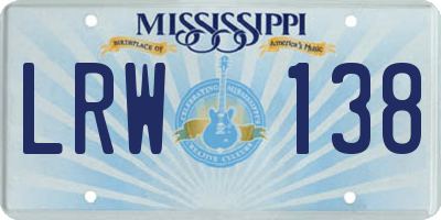 MS license plate LRW138