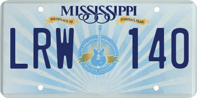 MS license plate LRW140