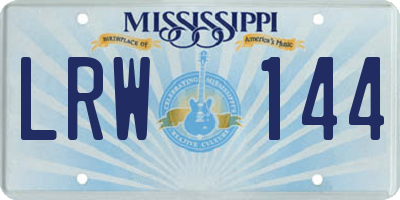 MS license plate LRW144