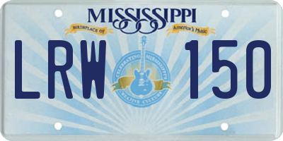 MS license plate LRW150