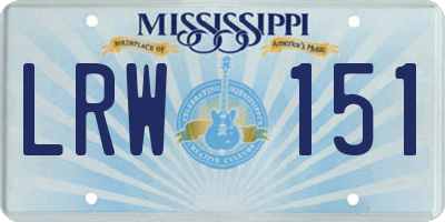 MS license plate LRW151