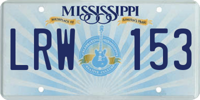 MS license plate LRW153