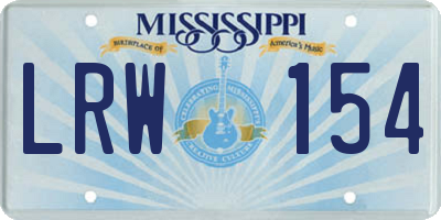 MS license plate LRW154
