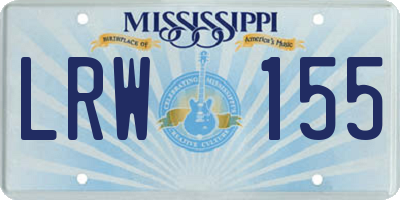 MS license plate LRW155