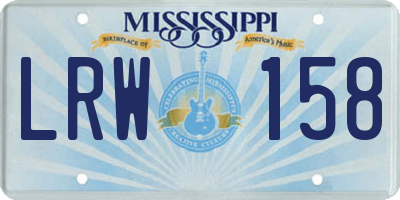 MS license plate LRW158