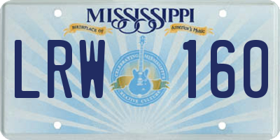 MS license plate LRW160