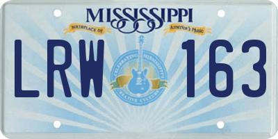 MS license plate LRW163