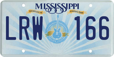 MS license plate LRW166