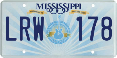 MS license plate LRW178