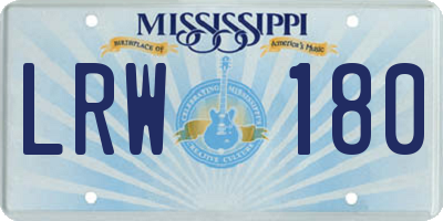 MS license plate LRW180