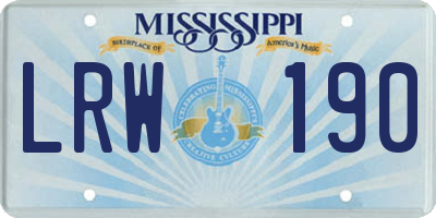 MS license plate LRW190