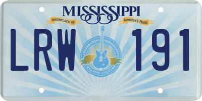 MS license plate LRW191