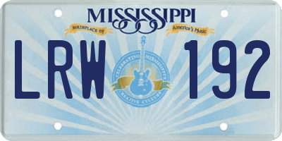 MS license plate LRW192